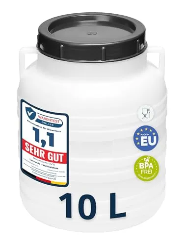 Garronda 10 Liter Weithalsfass aus BPA-freiem Futtertonne Fass Universalfass Lebensmittel Fass Regenfass für Garten Regentonne mit Deckel Regenwassertonne für Garten Wassertonne GD-0078, Weiß