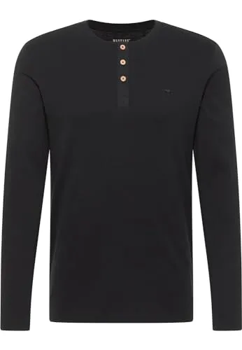 Langarmshirt MUSTANG Herren Style Arminto, Schwarz, Gr. L - Herren-Shirt aus 100% Baumwolle mit Slim Fit für optimalen Tragekomfort. Ideal für lässige Outfits mit Jeans oder Chinos – ein vielseitiger Begleiter!