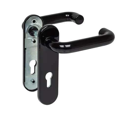 Hörmann FS Drückergarnitur D-110 Kurzschild PZ, schwarz - Türsicherungen: Hochwertige Drückergarnitur für Stahlblechtüren, langlebig und elegant in Schwarz - jetzt günstig bei tor7.de bestellen!