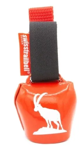 swisstrailbell Red Steinbock mit rotem Band - Einzigartige Fahrradklingel mit Steinbock-Motiv, handgefertigt in Deutschland. Kompakt, leicht zu bedienen und mit angenehm hörbarem Klang – perfekt für deine Abenteuer auf zwei Rädern!