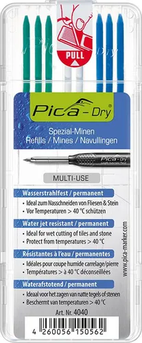 Mine für Tieflochmarker Pica DRY Beständigkeit: wasserstrahlfest|Farbe: 3 x grün, 2 x weiß, 3 x blau