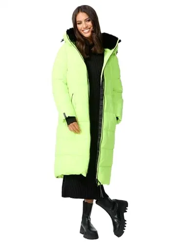 MARIKOO Damen Winterjacke B989 - Stylische Steppjacke mit Kapuze - Funktionsjacke, warm gefüttert und lang geschnitten für optimalen Komfort, ideal für kalte Tage.