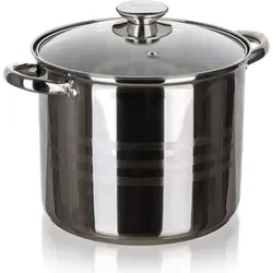 BANQUET LIVING Edelstahltopf 9 l - Edelstahltopf mit 9 l Fassungsvermögen, geeignet für alle Herdarten. Mit Glasdeckel und robusten Edelstahlgriffen für sicheres Handling. Ideal für große Portionen und vielseitige Kochanwendungen.