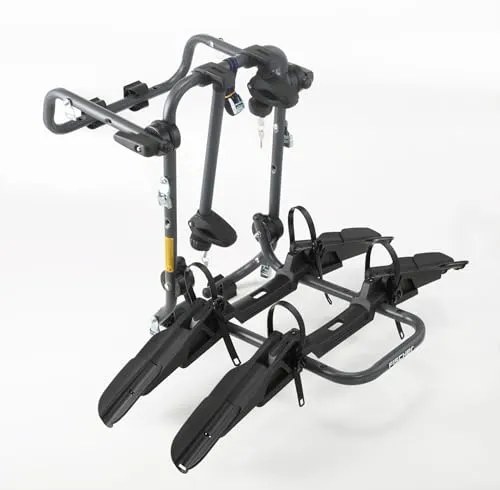 FISCHER Heckfahrradträger - für 2 Fahrräder oder 1 E-Bike, vormontiert und platzsparend, sicherer Diebstahlschutz
