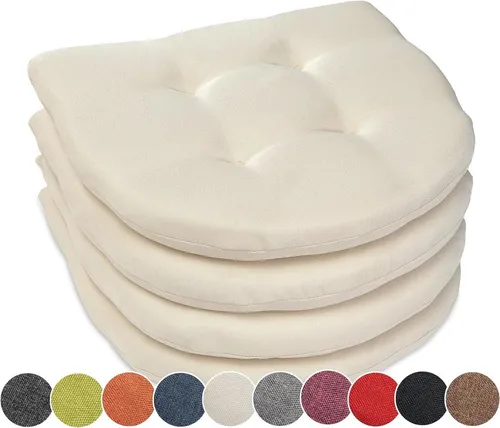 sunnypillow Stuhlkissen 4er Set - Ecru Sitzkissen für Stühle und Bänke - Stuhlkissen 40x40 cm, dicke 5 cm für optimalen Sitzkomfort, ideal für Haus und Garten.