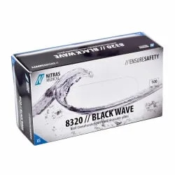 MCD Medical Care Dental GmbH NITRAS BLACK WAVE Nitril Einmalhandschuhe, schwarz, Unsteril, Rollrand, puderfrei, beidseitig tragbar, 1 Packung = 100 Stück, Größe XS 8320-XS