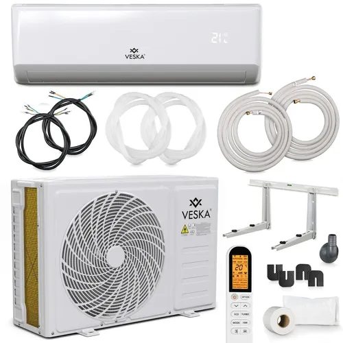 VESKA VSK33-12000BTU Split Klimaanlage - Klimaanlage mit 12000 BTU, Inverter-Technologie und Heizfunktion, ideal für effiziente Kühlung und Heizung in Wohnräumen. Smart Home kompatibel mit Alexa und Google Assistant.