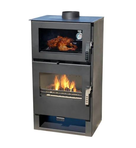 Verso Kaminofen Backfach F - 9 kW Holzofen mit Energieeffizienz A+ - Kaminöfen mit Backfach, ideal für gemütliche Abende und effiziente Heizung. Nennwärmeleistung von 9 kW, hoher Wirkungsgrad von 81,20 % für optimale Wärme.