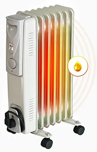 BROLLUX Ölheizung elektrisch 1500W – Mobiler Ölradiator mit Thermostat - Kompakte Elektroheizung mit 1500W Leistung, ideal für Räume bis 30qm. Einfach transportierbar und sicher im Betrieb dank Überhitzungsschutz. Perfekt für Wohnräume oder Werkstätten.