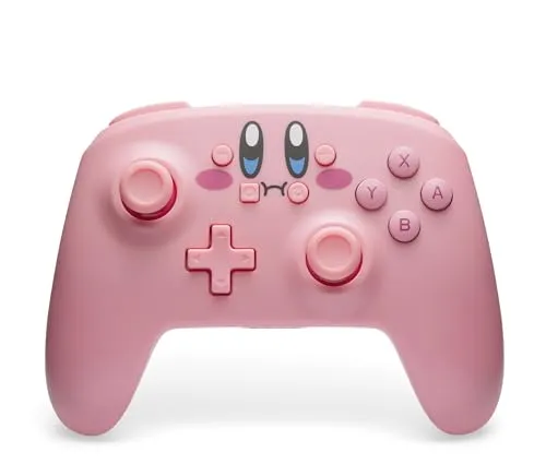 PowerA Wireless Controller für Nintendo Switch - Kirby Mouthful - Kabelloser Gamecontroller für Nintendo Switch, OLED-Modell und Switch Lite. Ergonomisch und intuitiv für stundenlangen Spielspaß, unterstützt Bewegungssteuerung und bietet bis zu 40 Stunden Spielzeit mit AA-Batterien.