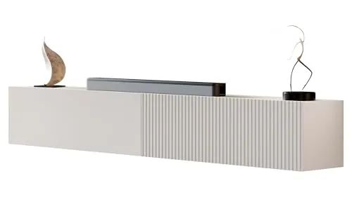 MIRJAN24 TV-Lowboard Capital 200 - Eleganter TV-Tisch mit Gasdruckfeder - TV-Halterungen: Modernes TV-Lowboard mit zwei Klappen, praktische Gasdruckfeder für müheloses Öffnen und stilvolles Design in Cashmere-Farbe.