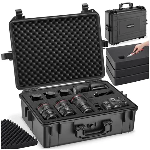 tectake® Fotokoffer – Robuster Hartschalen-Koffer für Kameras - Kamerataschen, wasserdicht und temperaturbeständig, ideal für den sicheren Transport von Videokameras und Equipment.