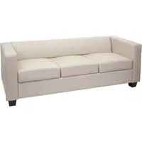 3er Sofa Lille aus Kunstleder in Creme - Stilvolles 3-Sitzer Sofa aus hochwertigem Kunstleder, ideal für Wohnräume. Hohe Standfestigkeit und mehrfach ausgezeichneter Hersteller garantieren Qualität und soziale Verantwortung.