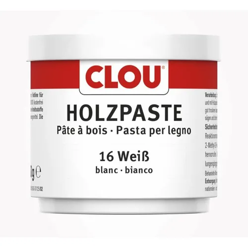 Clou Holzpaste 16 weiß zum Reparieren und Auskitten von Holzschäden 150 g