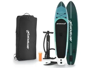 ArtSport Stand Up Paddle Board Blue Wave - Aufblasbares SUP Board Set - Wochenprospekt KW24 2025 - Samstag. Ideal für aktive Sommerliebhaber, bis 150 kg belastbar und perfekt für Gewässer mit Ufernähe.