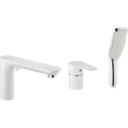 BADLAND Badewannenarmatur DOKOS in Weiß – Elegante Wannenarmatur für Ihr Badezimmer - Hochwertige Badewannenarmatur mit elegantem Design in Weiß. Langlebige Materialien und einfache Installation sorgen für zuverlässige Funktionalität und Komfort in Ihrem Badezimmer.