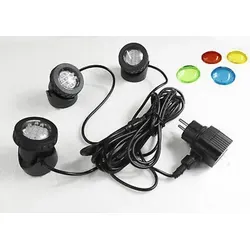 Arnusa LED Teichleuchte 3er Set - Teichleuchten für stimmungsvolle Unterwasserbeleuchtung, mit wechselbaren LED-Farben und schwenkbaren Spots - ideal für Garten Teiche.