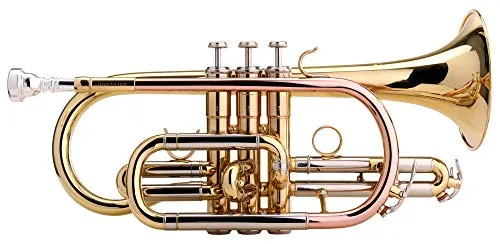 Classic Cantabile CR-400L Bb-Kornett (Messing, Ventile Edelstahl, Stimmzug Neusilber, im Koffer, Mundstück) gold