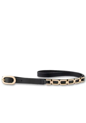 Stylischer Ledergürtel mit Goldkettenapplikation, Gr. 80, schwarz - Hochwertiger Frauen-Gürtel von BERND GÖTZ, langlebig und ideal für formale Anlässe, mit eleganter Goldkettenapplikation für einen besonderen Look.