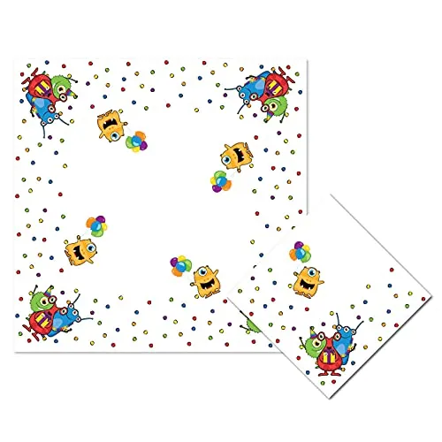 Haza 437860 Servetten Monster Party, 20st, 25 x 25 cm, Weiß
