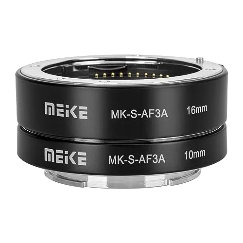 Meike MK-S-AF3A Metall-Autofokus-Makro-Verlängerungsrohr-Adapterring (10 mm + 16 mm) für Sony Mirrorless E-Mount A5000 A5100 A6000 A6300 A6500 A6400 A6600 A6100 A6600 A9 A7III A7 NEX NEX5 NEX6 NEX7