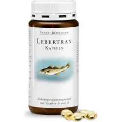 Sanct Bernhard Lebertran-Kapseln - 200 Kapseln - Nahrungsergänzungsmittel mit Vitamin A und D sowie Omega-3-Fettsäuren, unterstützt die Gesundheit von Haut, Immunsystem und Knochen. Ideal für eine ausgewogene Ernährung.