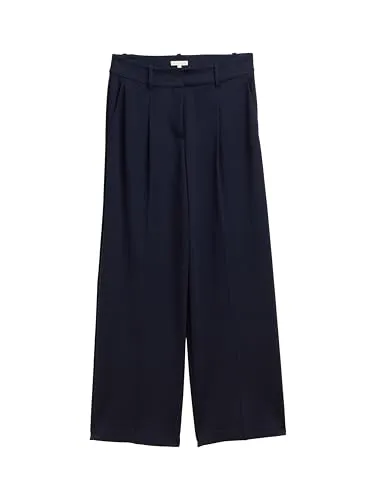 Tom Tailor Damen Hose - Wide Leg Style - Modische Wide Leg Hose mit seitlichen Eingriffstaschen, ideal für Arbeit und Freizeit. Bequemer Sitz dank pflegeleichter Viskose-Polyester Mischung mit Stretch-Anteil für optimale Bewegungsfreiheit.