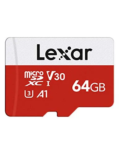 Lexar Micro SD Karte 64GB, Speicherkarte Micro SD mit Adapter, Bis zu 100 MB/s Lesegeschwindigkeit, UHS-I, U3, A1, V30, C10, 4K UHD microsdxc SD Karte für Kamera, Smartphone