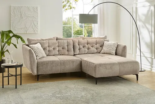 Jockenhöfer Gruppe Ecksofa Salo L-Form, B: 251 cm, im Retrolook mit Wellenfederung, mit Zierkissen