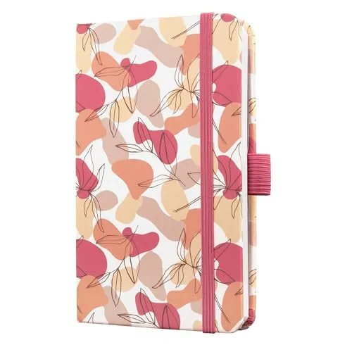 SIGEL J5358 Wochenplaner Jolie 2025, Spring Linear Leaves, ca. A6, pink, Hardcover, Gummiband, Stiftschlaufe, Einstecktasche, 174 Seiten, vegan, Kalender aus nachhaltigem Papier, Terminplaner