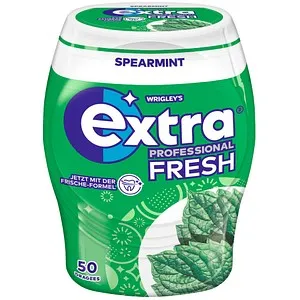 Extra Professional Kaugummi Zuckerfrei Fresh Spearmint, 50 Dragees - Zuckerfreier Kaugummi mit intensivem, frischem Geschmack und extra Kühlung, ideal für eine erfrischende Zahnreinigung.