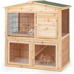 lionto Kleintierstall Kaninchenstall - wetterfest und 2 Etagen - Ställe für Innen und Außen, ideal für Kaninchen mit wetterfestem Design und einfacher Selbstmontage, perfekt als Ergänzung zu einem Freilaufgehege.