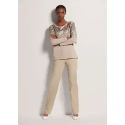 MADELEINE Langarmshirt Glitzeroberteil mit funkelnden Details Eleganter Damensweater mit Pailletten und Glanzgarn, Langarm braun|goldfarben 42