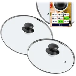 KADAX Glasdeckel Set "Pecoraro", Deckel mit Griff, mit Dampfloch, Topf- und Pfannendeckel, 24 cm + 28 cm - Transparent