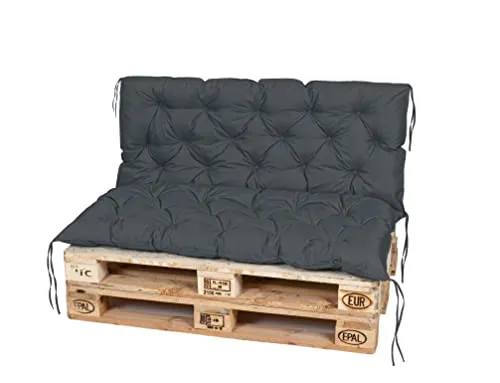 TexDeko® Garden Palettenauflage 120x60cm mit Rückenlehne - Dekokissen für Europaletten, wasserabweisend und UV-beständig, ideal für Garten und Wohnzimmer, mit hohem Sitzkomfort und OEKO-TEX 100 Zertifikat.