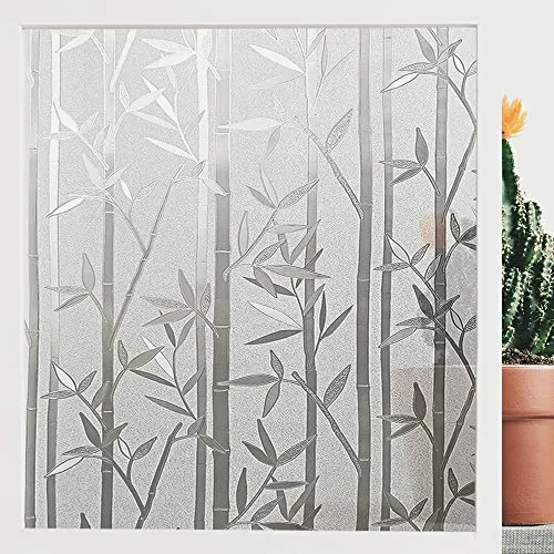 Finnez Fensterfolie Bambus Sichtschutz Folie Fenster Selbstklebend Selbsthaftend Blickdicht Klebefolie 3D Dekofolie Statisch Anti-UV für Badezimmer Schlafzimmer Küche 44,5 x 200cm