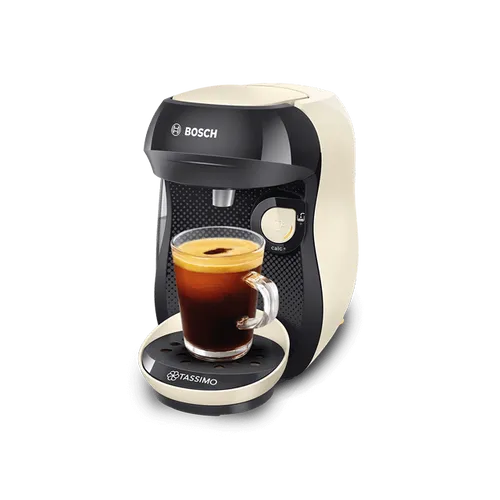 Bosch Haushalt Happy TAS1007 Kapselmaschine Cream - 1-Tassen-Kaffeemaschine, große Getränkevielfalt mit über 40 Spezialitäten inklusive Espresso und Latte Macchiato