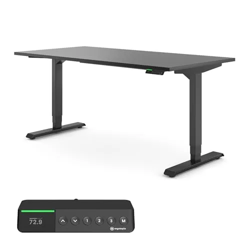 Ergotopia Desktopia Pro X - Elektrisch höhenverstellbarer Schreibtisch 180 cm - Flexibler Bürotisch mit elegantem OLED-Display, stufenlos höhenverstellbar für optimalen Komfort und Ergonomie im Arbeitsalltag. Belastbarkeit bis 120 kg, FSC®-zertifiziert.