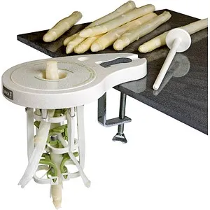 LURCH Spargelschäler mit 6 Präzisionsklingen - Küche, Kochen & Backen – Manuell, stromlos und mit Schraubzwinge für sicheren Halt, ermöglicht der LURCH Spargelschäler ein präzises und effizientes Schälen von weißem Spargel.