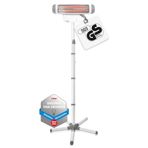 reer Wickeltischstrahler FeelWell 2in1 - Standheizstrahler und Wandmontage, 2 Heizstufen mit Timer und geprüfter Kippsicherung für sichere Sofortwärme