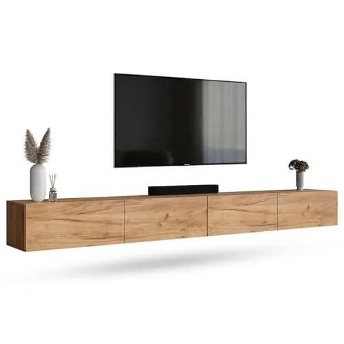 Planetmöbel TV-Board WEST 100 - 320 cm - TV-Halterungen in modernem Design, vielseitig nutzbar als hängendes oder stehendes Lowboard, mit 4 Klappen und Gasdruckfeder für einfachen Zugang.