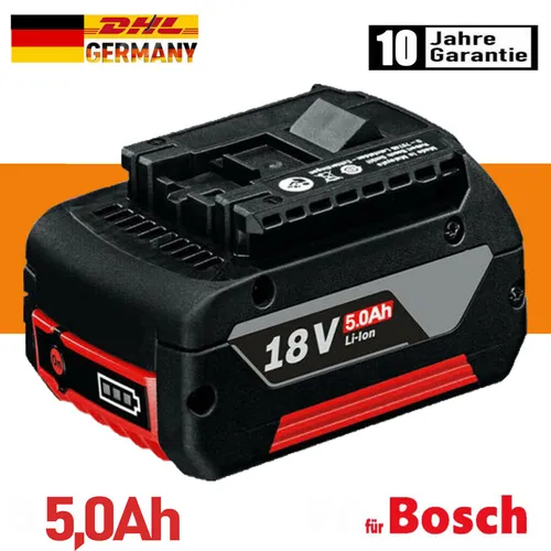 Bosch Professional 18V System Akku GBA 18V 5.0Ah - Hochleistungsakku mit 25 % längerer Laufzeit, COOLPACK-Technologie für doppelte Lebensdauer