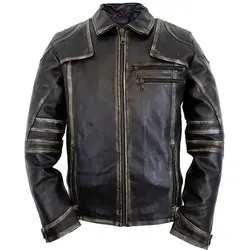 MDM Motorradjacke Herren 3XL – Vintage Lederjacke mit Protektoren - Klassische 3XL Motorradjacke aus 100% Rindsleder im Vintage Look. Ideal für den Fahrspaß, ausgestattet mit herausnehmbaren Protektoren und 6 praktischen Taschen.