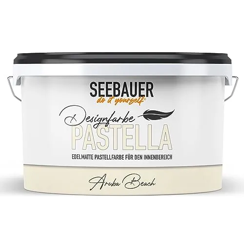 SEEBAUER diy Pastellfarbe PASTELLA Beige 2,5L (Aruba Beach) Edelmatte Wandfarbe Beige - Innenfarbe sehr hohe Deckkraft - Matt, Abwaschbar und Tropffrei