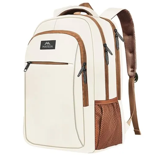 MATEIN Business Laptop Rucksack 15,6 Zoll Reise Laptoptasche Laptop Backpack Wasserabweisend Schulrucksack Daypack Arbeit College Computer Herren Damen, Beigebraun