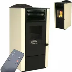 Pelletofen 9,5kW Pelletkamin Pelletheizung Kaminofen A+ Holzofen elfenbein 56301
