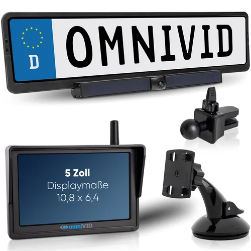 omniVID Solar5 Premium Solar Rückfahrkamera-System - Kabellos mit 5 Zoll Monitor, einfache Installation ohne Bohren, IP67 wasserdicht und solarbetrieben für zuverlässige Sicherheit
