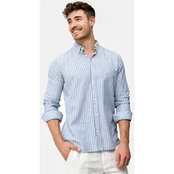 Indicode Herren Brayden Hemd gestreift | Stylisches Herrenhemd in Dark Navy, XXL - Herrenhemden mit zeitlosem Streifenmuster, Button-Down-Kragen und hochwertigem Material für eleganten Tragekomfort.