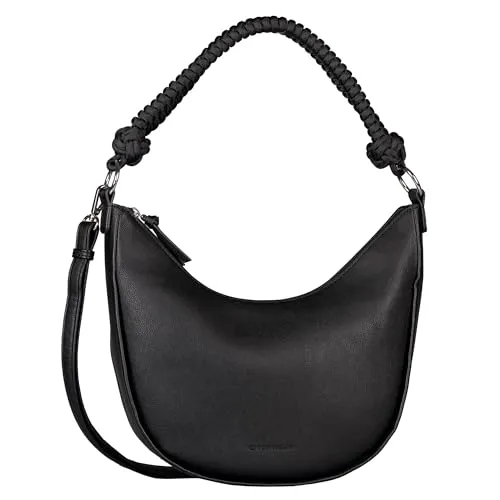 TOM TAILOR Damen Alanis Handtasche – Stilvolle Hobo Bag in Black - Damen-Schultertaschen mit weichem Kunstleder und Kordelhenkel, flexibel tragbar mit abnehmbarem Schulterriemen – ideal für jeden Anlass!