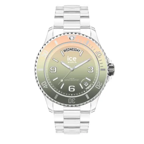 Ice-Watch Analoguhr - Bunt im Clear Sunset Design - Modische Uni Armbanduhr mit transparentem Gehäuse und mehrfarbigem Zifferblatt. Ideal für Damen und Herren, leicht und komfortabel, perfekt für den Alltag und die Freizeit.